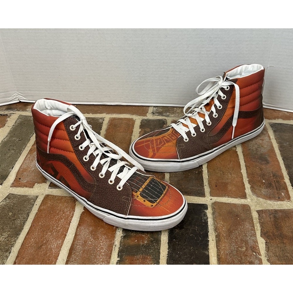 Vans Sk8-Hi Custom Culture Rockstar Guitar Strings Men 13 Orange‎ Shoes Sneakers